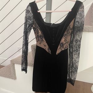 Black and nude mini dress